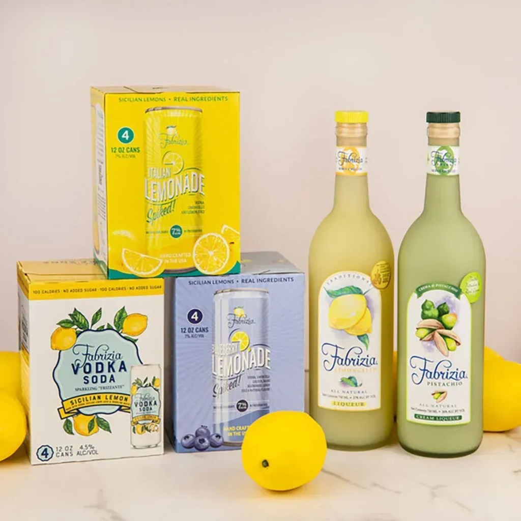 Coquetéis prontos para beber em lata, Limoncello e licor Crema di Pistacchio da Fabrizia Spirits